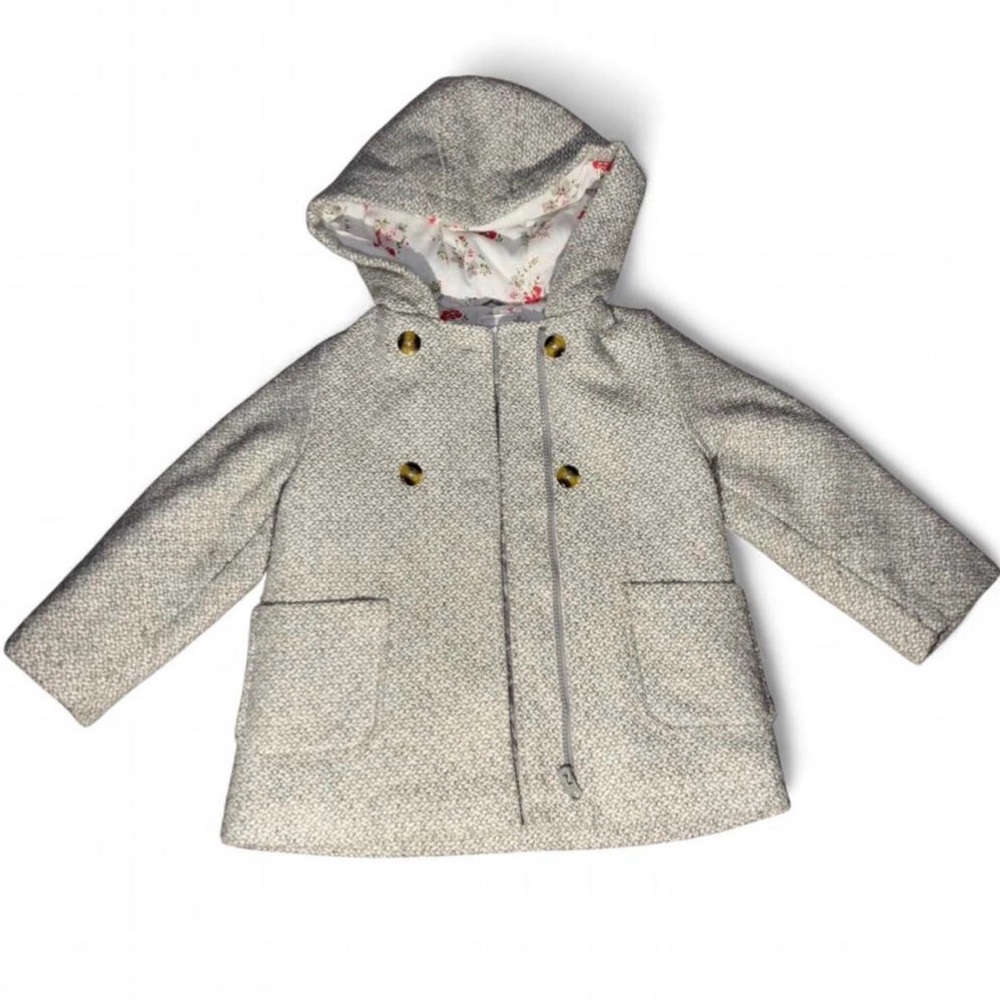 Kids Gray Hooded Coat - Picture 1 of 4